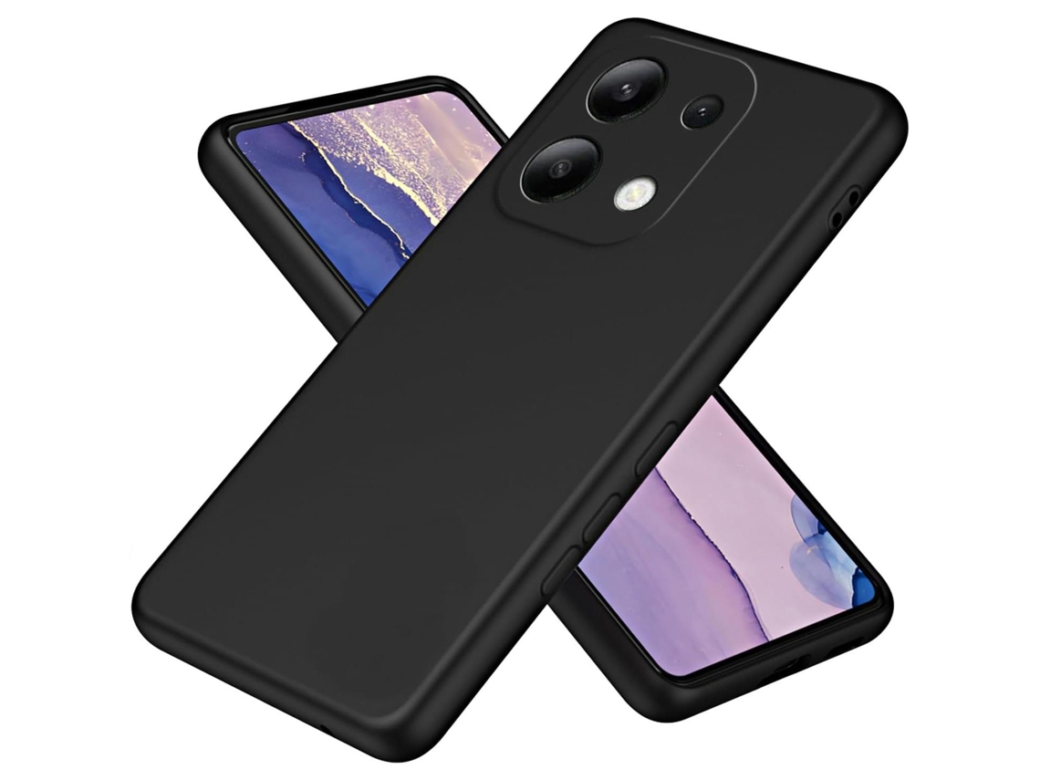 Capa Para Xiaomi Redmi Note 13 (4g) Gel Tpu Silicone Capa Preta Gtrpesp Protetor De Tela De Vidro Temperado Movilearvayotoy