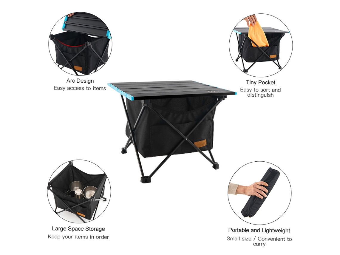 Mesa de Camping Portátil Plegable Aluminio Con Bolsa