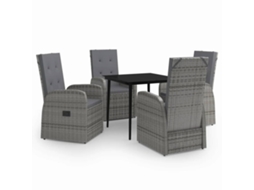 Maison Exclusive - 5 Pcs Conjunto De Jantar Para Jardim Com Almofadões Cinzento