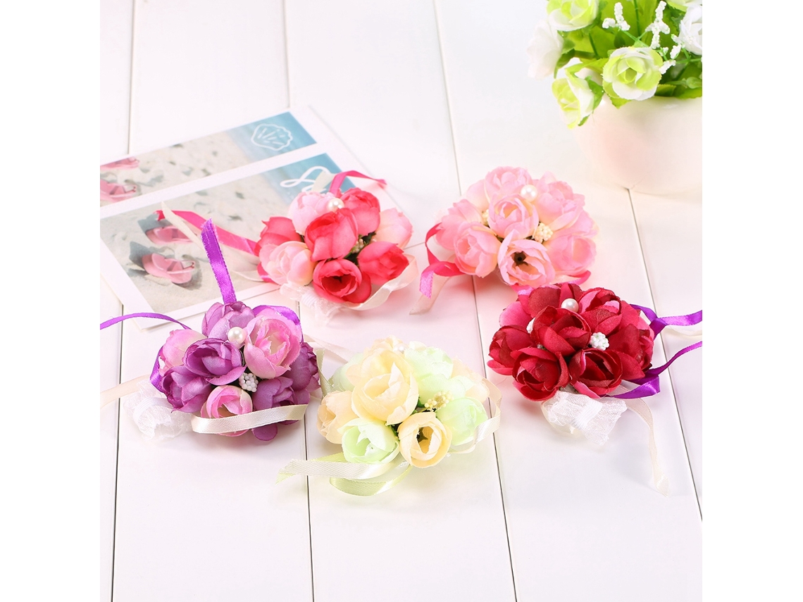 Pulseira De Flor Multi-cabeça Rosa Duplo Eoocoo