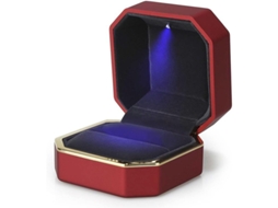 2026-caja De Anillo De Lujo Linjou Con Luz Led, Estuche De Terciopelo Rojo Para Boda Y Regalos