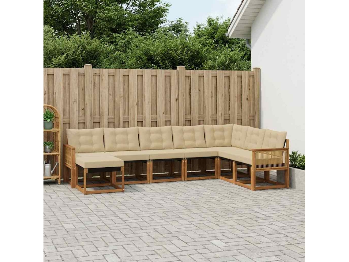Vidaxl Conjunto De Sofás Para Exterior 8 Unid. Natural E Bege