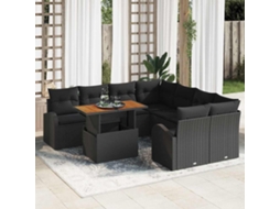 Vidaxl Conjunto De Sofá De Jardim 9 Unid. Preto