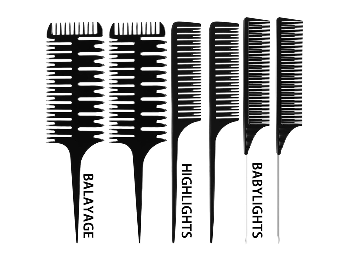 6 Peças Pente Para Destaque Penteado Para Coloração Com Separação Pente Fino Para Mechas E Balayagem