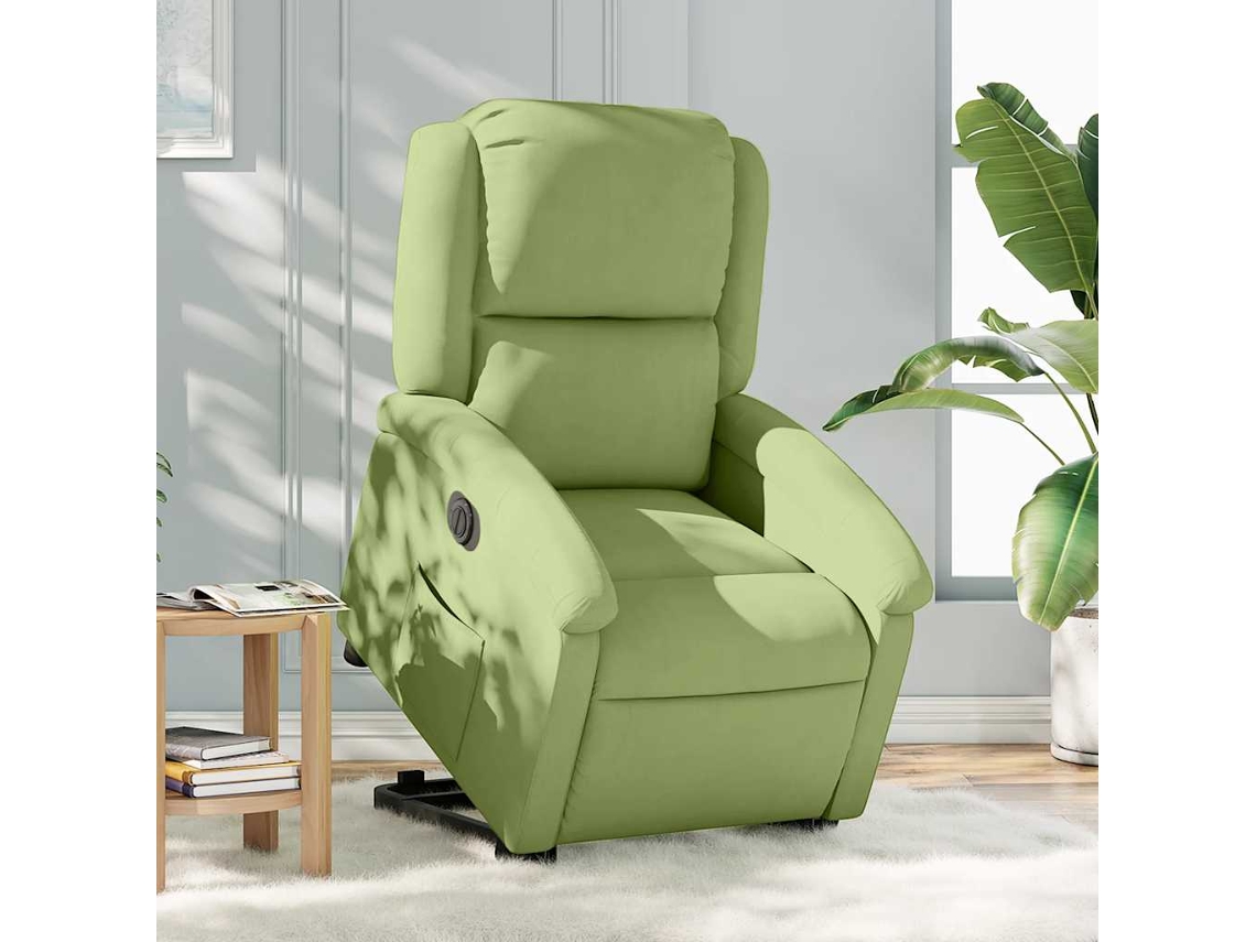 Vidaxl Poltrona Reclinável Elevatória Elétrica Veludo Verde-claro