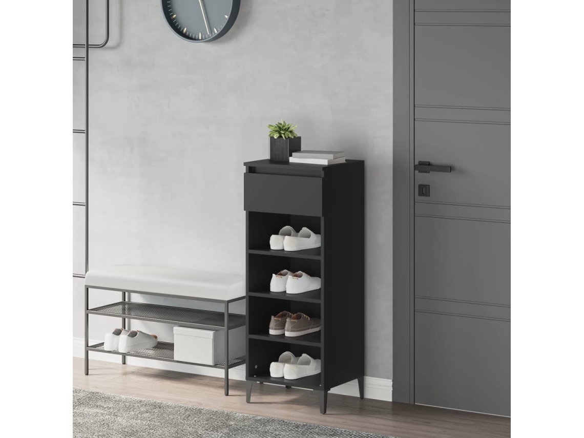 Vidaxl Sapateira 40x36x105 Cm Derivados De Madeira Preto
