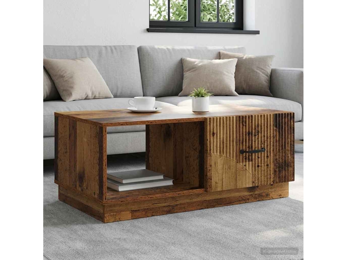Vidaxl Mesa De Centro Madeira Antiga 90 X 50 X 37 Cm