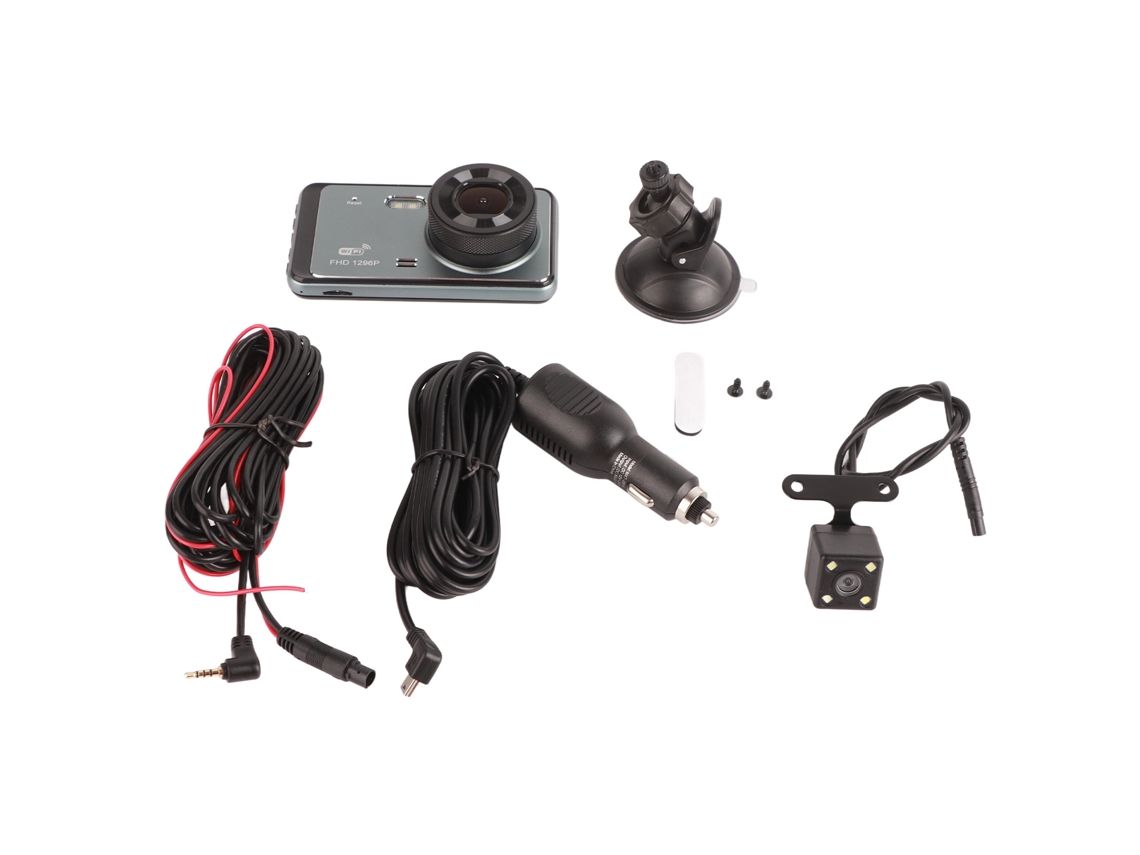 Câmara De Carro 1080p Wifi Dvr Dual Com Visão Noturna, Gravação Em Loop E Bateria De 150mah Para Condução