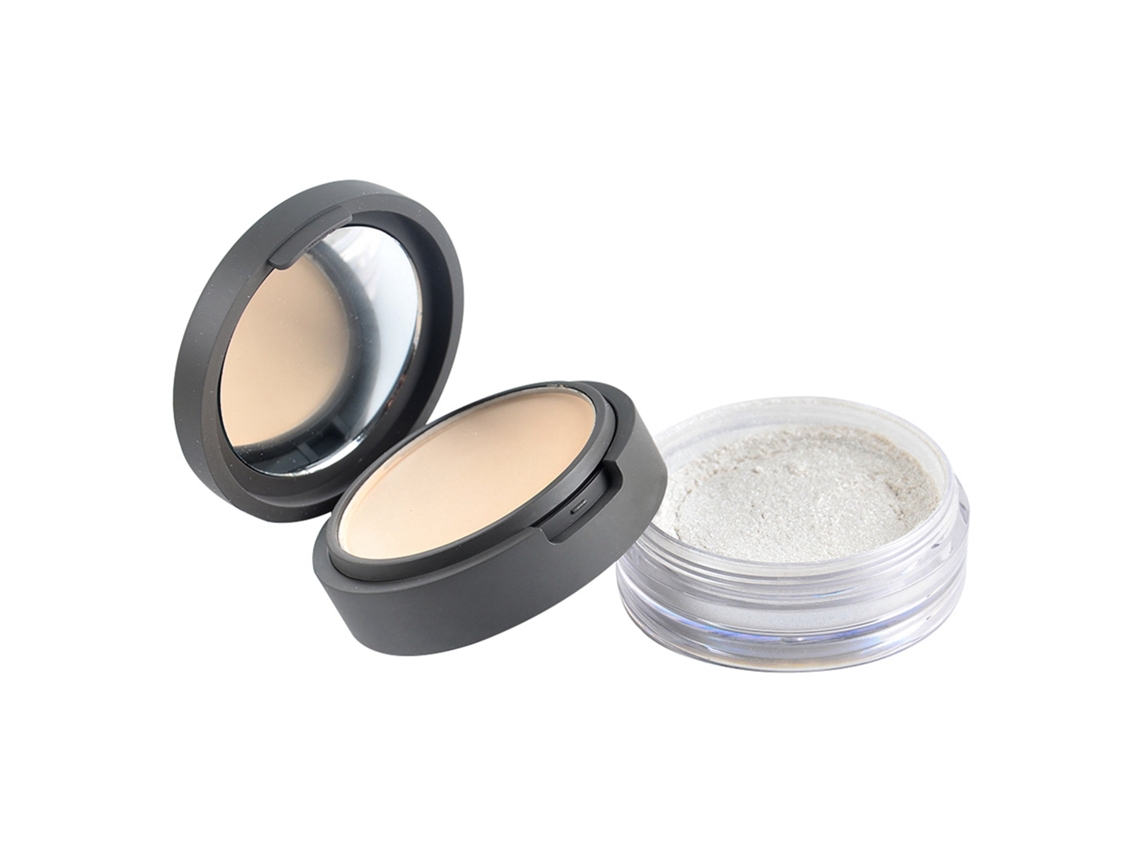 Pó compacto corretivo para o rosto, White Pearl 1, minerais naturais, não irritante, respirável e de longa duração.