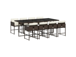 Conjunto de 9 Jantar para Jardim com Almofadões Vime Pe Castanho MAISON EXCLUSIVE