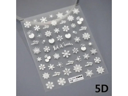 Sticker de Arte de Unha 3d com Strass Brilhante e Floco de Neve Natal Laser Autoadesivo