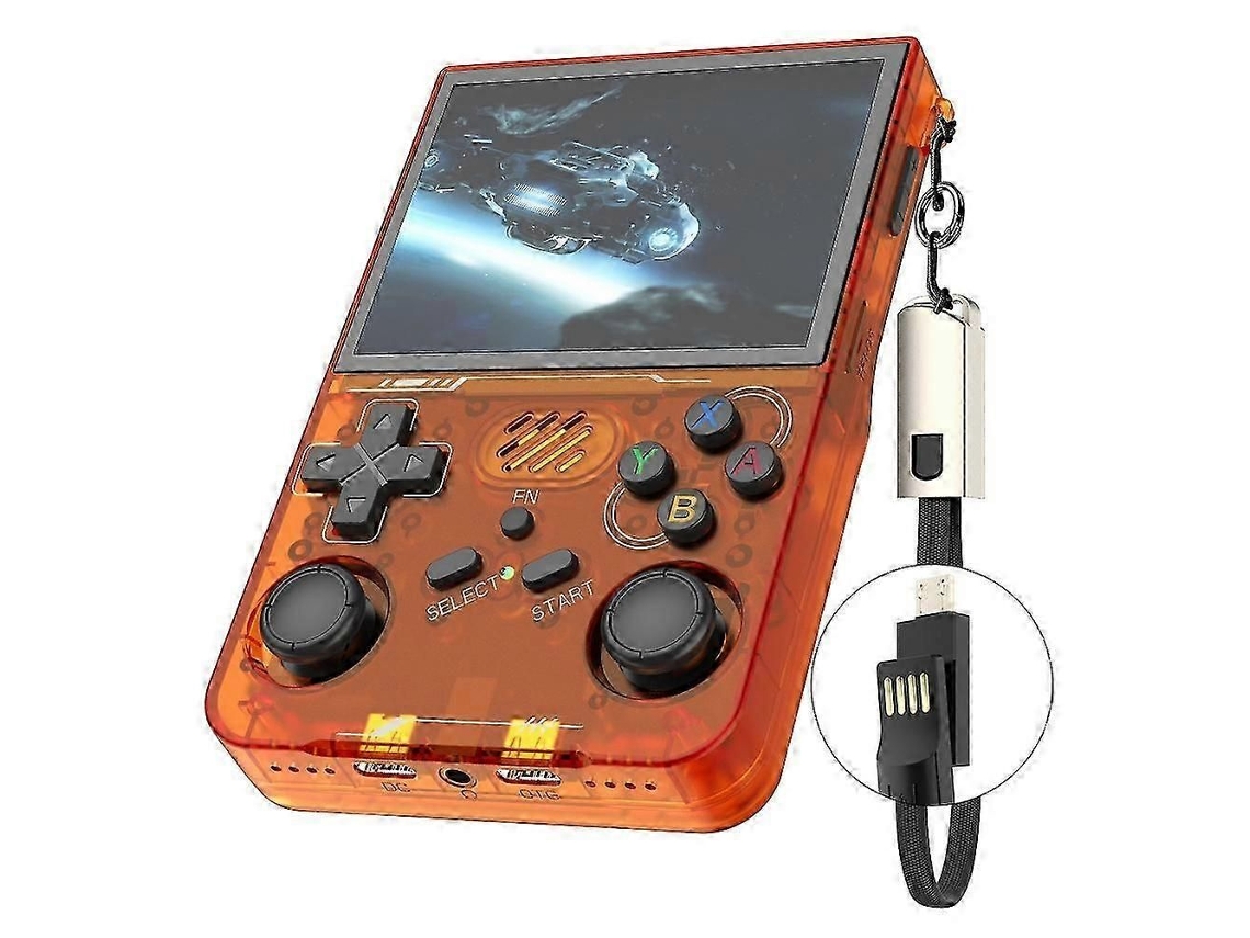 1 Console de Jogos Portátil Retrô R36xx com Wi fi e Cartão de 64 Gb Laranja Transparente 26s GOKOCO
