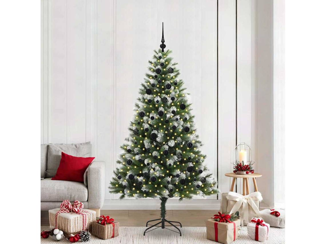 Vidaxl Árvore De Natal Artificial Com Dobradiças E Neve Coberta 210 Cm