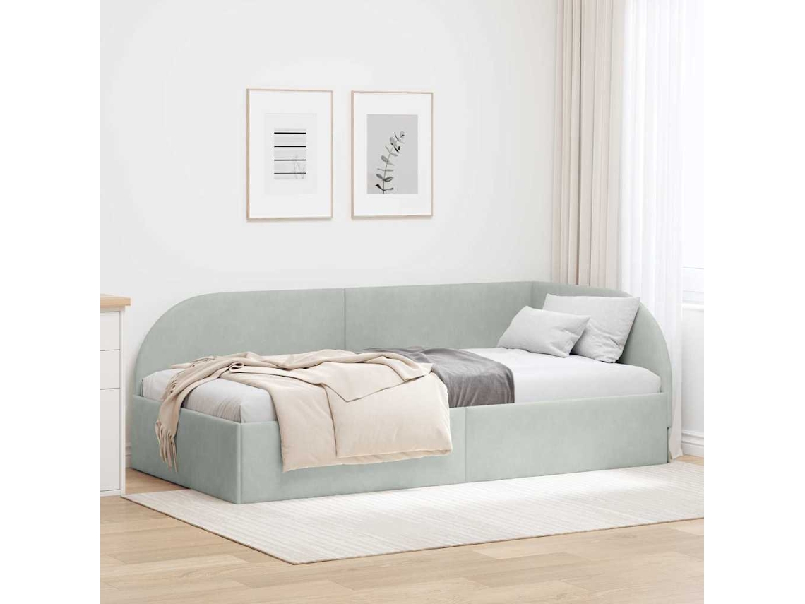 Vidaxl Estrutura De Cama De Canto Cinzento-claro 100 Cm X 200 Cm