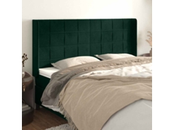 Vidaxl Cabeceira Cama C/ Abas Veludo 183x16x118/128 Cm Verde-escuro