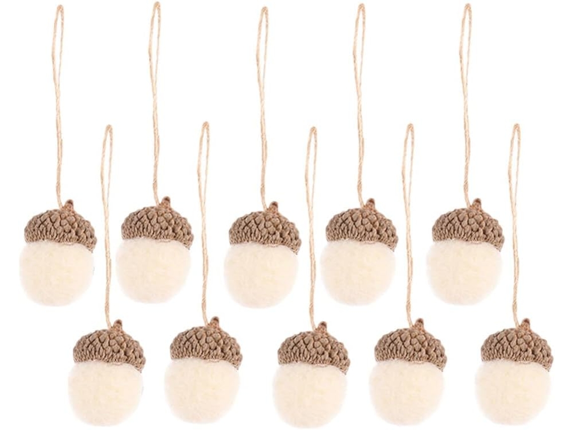 Conjunto De 20 Pingentes De Feltro Em Formato De Borla E Pinha Para Decoração De Natal.