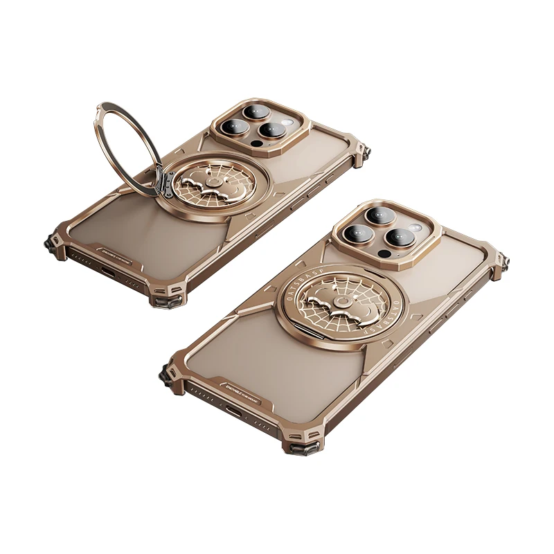 Capa Para Iphone 16 Pro (amarela/dourada), Compatível Com Magsafe, Suporte Giratório 360°, Design Em Metal Sem Moldura.