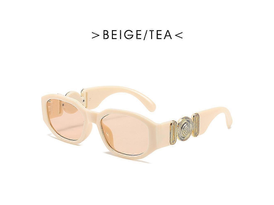 Óculos de Sol Retangulares Pequenos, Masculinos e Femininos, Quadrados, para Viagem, Vintage, Retrô, UV400, Lunette Soleil Femme, Óculos de Sol, Bege,