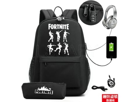 Fortnite Mochila de Estudante Recarregável Usb para Impressão