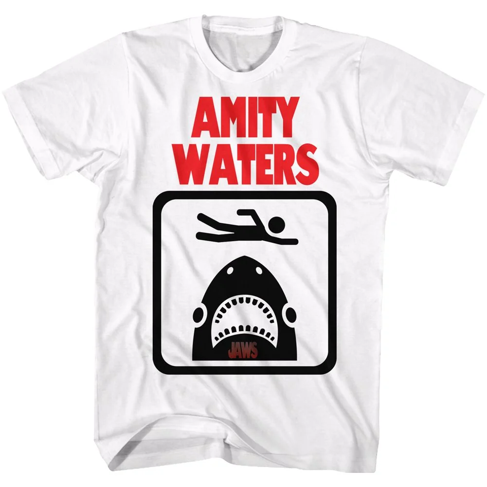 Rockinstone Jaws Movie Amity Waters White Adult T-shirt Size:xl