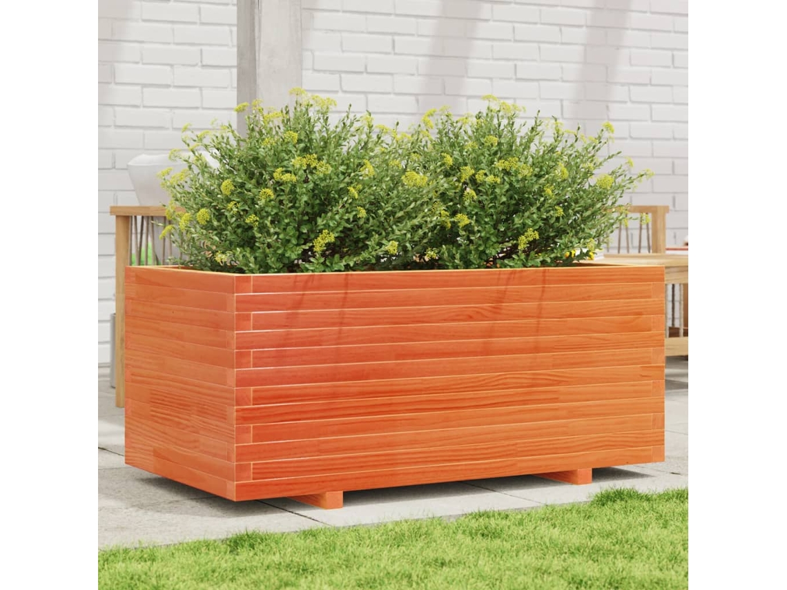 Vidaxl Vaso/floreira Jardim 110x60x49,5 Cm Pinho Maciço Castanho Mel