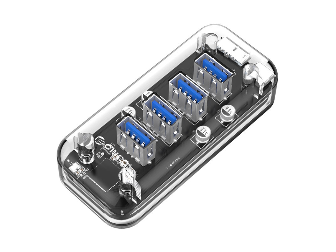 Yizhood 4 portas USB 3.0 Hub fonte de alimentação Dual OTG USB C carregador Hub alimentado preto