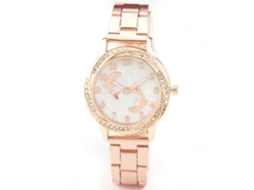 Reloj De Pulsera De Aleación Con Dial Redondo Cuarzo Pareja Oro Rosa