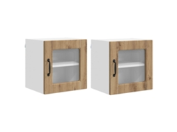 Conjunto de 2 armários de cozinha artesanais em carvalho com dimensões de 40x31x40 cm, EXCLUSIVO DA MAISON.