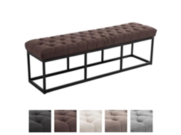 Clp Amun Bench 100 Tecido Poliéster Preto Base de Metal Estilo Chesterfield