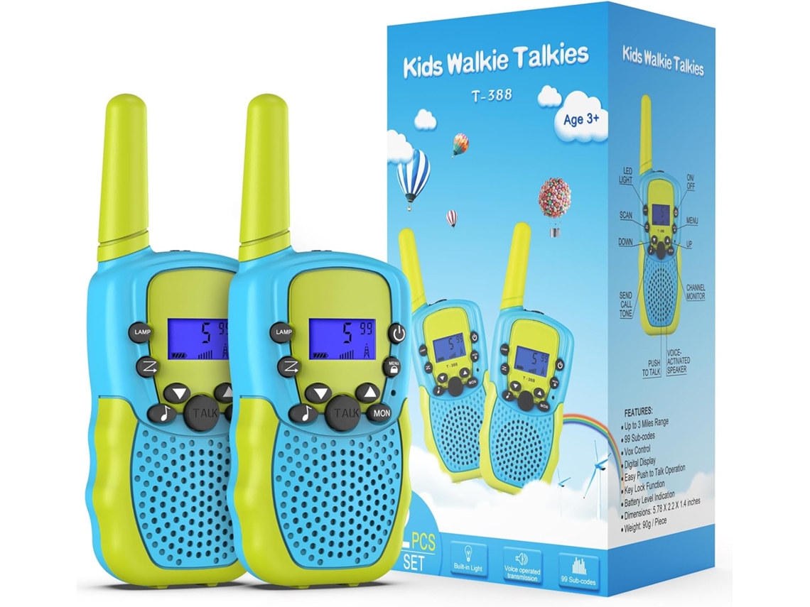 Rádio comunicador Infantis, 8 canais, bidirecional, com função de voz e lanterna LED, alcance de 4,8 km para aventuras ao ar livre. A-aquaforge