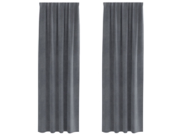 Conjunto 2 Cortinas Opacas Vidaxl Cinzento-claro Veludo (140 X 225 Cm)