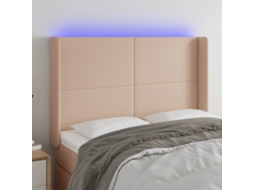 Vidaxl Cabeceira Cama C/ Led Couro Artif. 147x16x118/128 Cm Cappuccino