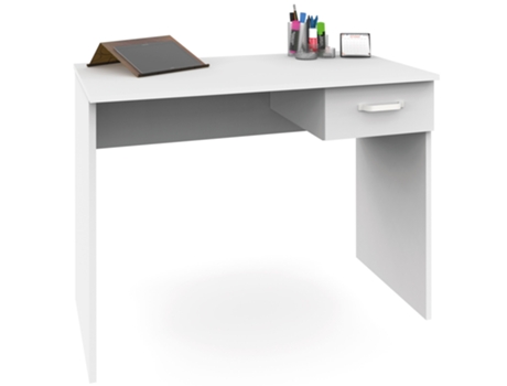 Mesa, Mesa de Computador 75x90x50cm, 1 Gaveta, Secretária, Quarto Jovem, Briebe, Prakt, Branco
