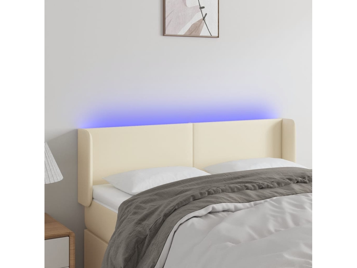 Led Headboard, Led Headboards Vidaxl Creme Couro Artificial (147 X 16 X 78/88 Cm)