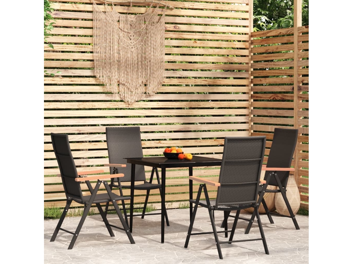 Vidaxl 5 Pcs Conjunto De Jantar Para Jardim Preto