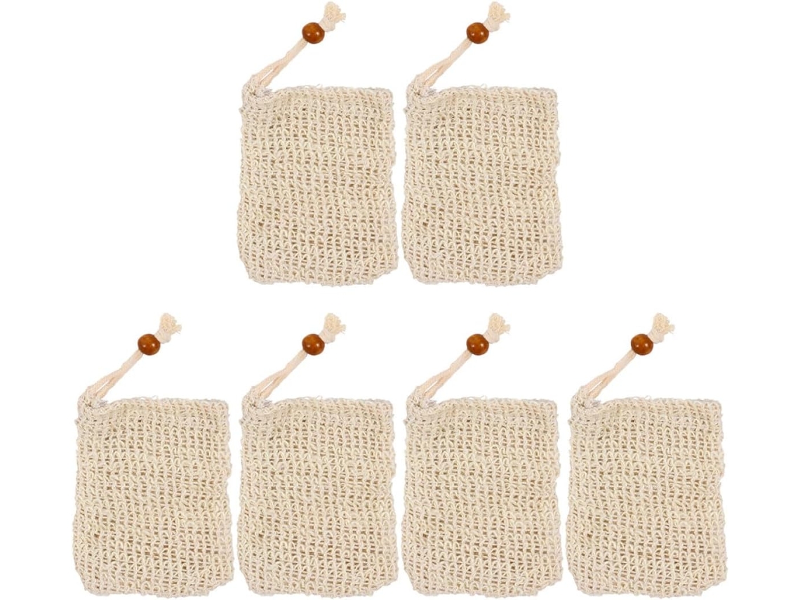 Kit De 6 Sacos Para Sabonete Com Cordão Para Pendurar, Econômicos E Suaves Para A Pele, Feitos De Algodão E Linho Bege,