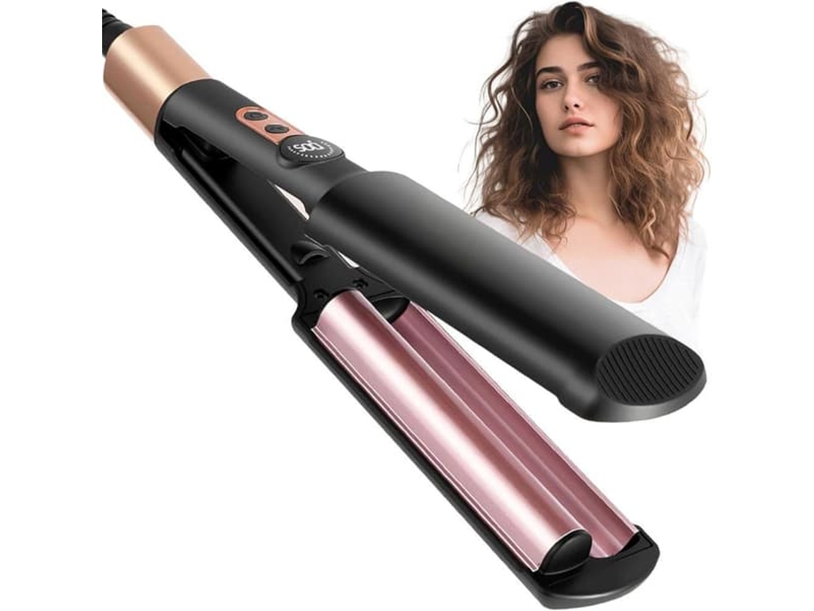 Rizador eléctrico de cerámica con 2 cilindros, ondas playeras de 20 mm, 5 ajustes de temperatura, apto para cabello largo - aquaforge