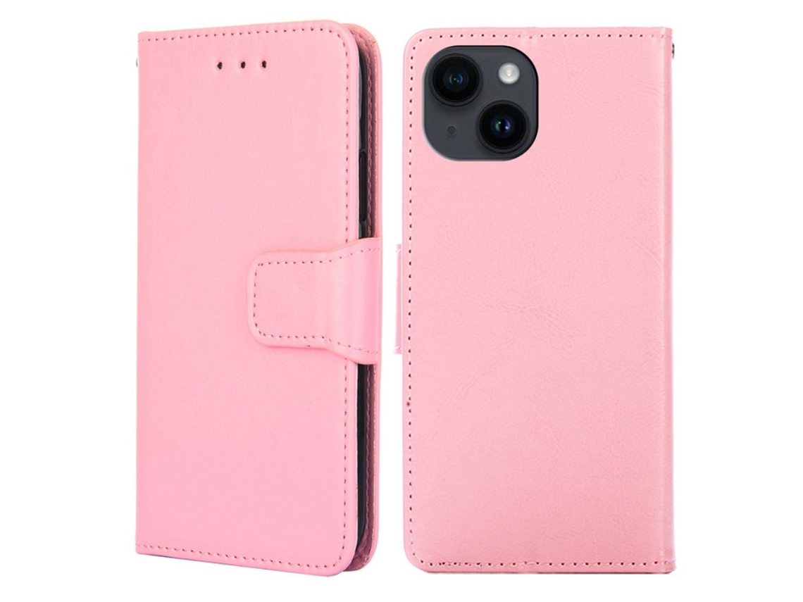 Capa Para Iphone 15 Plus Pele Sintética Rosa