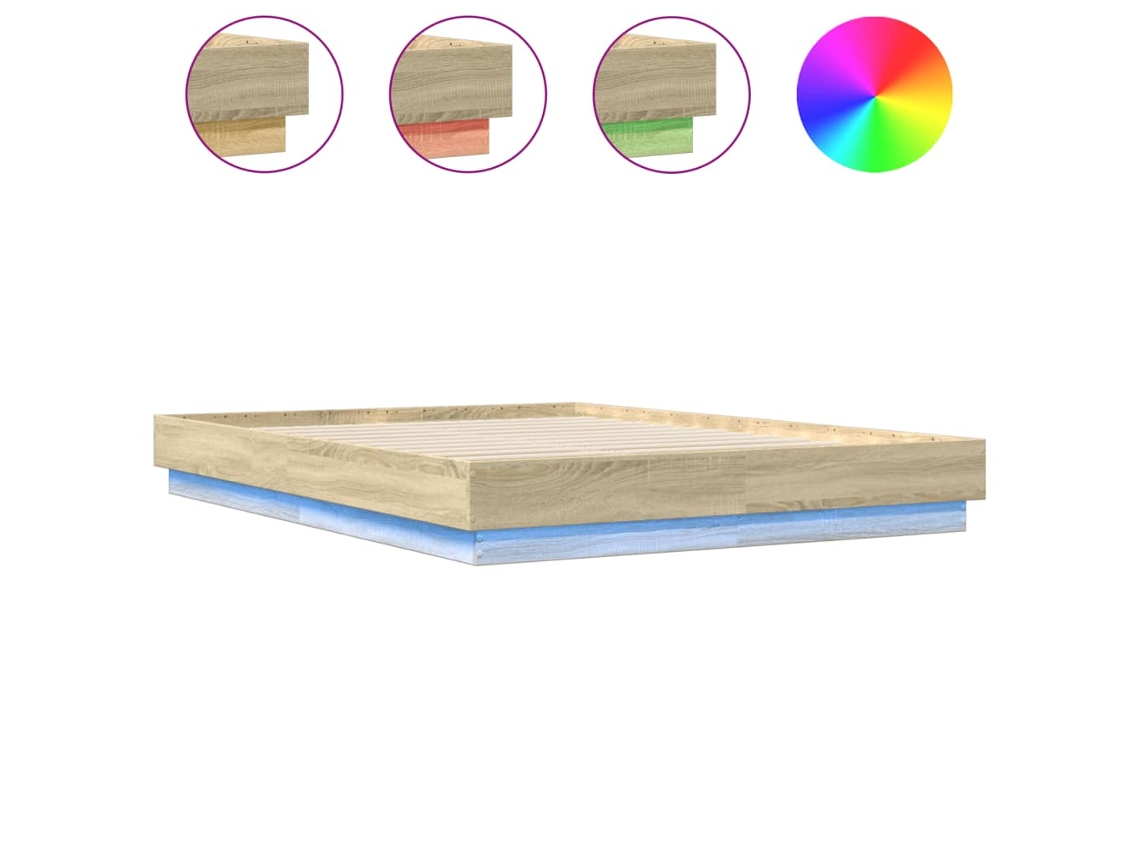 Estrutura de Cama com Luzes Led MAISON EXCLUSIVE Carvalho Sonoma (150x200 cm)