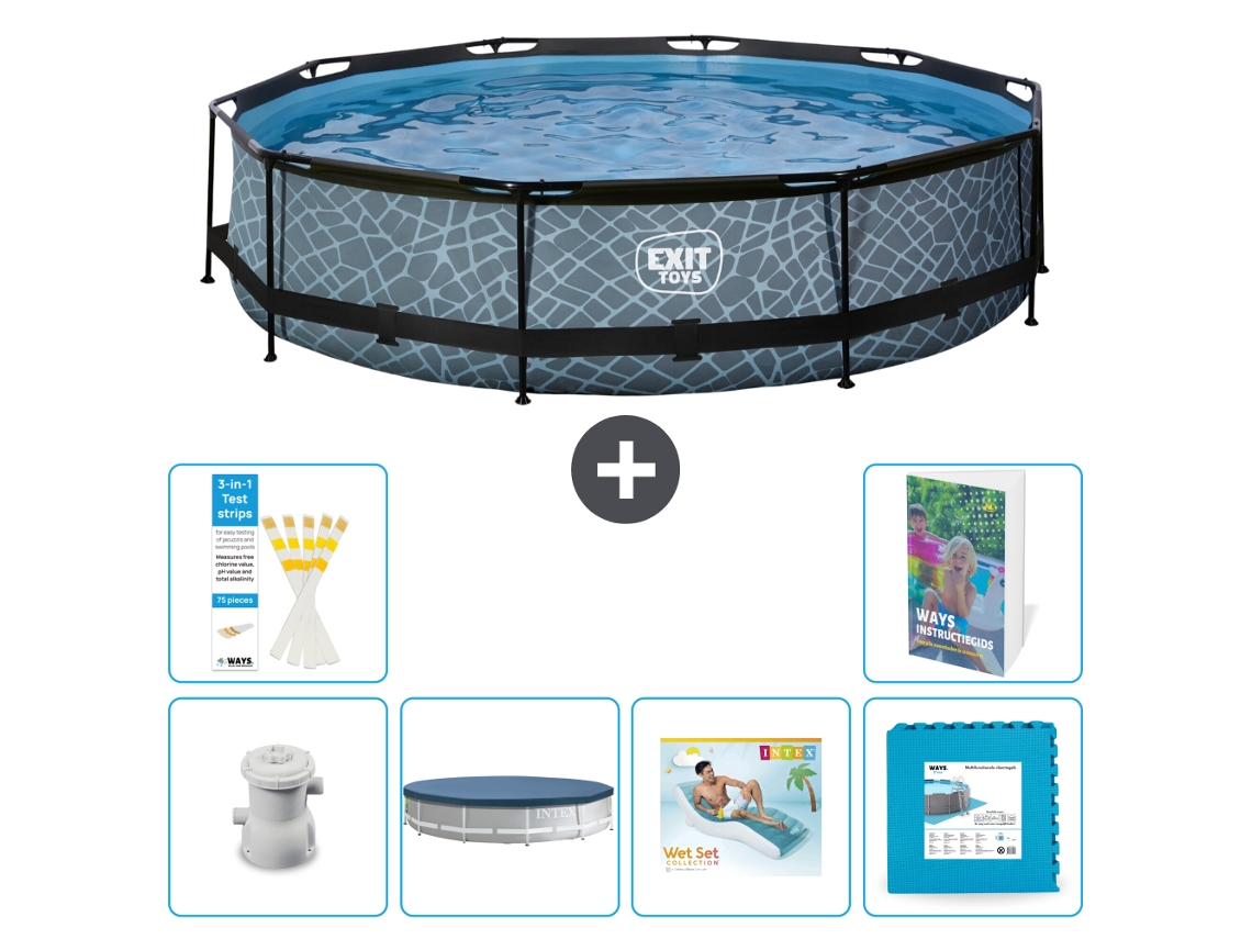 Piscina Exit Redonda Efeito Pedra 360x76 Cm 5 peças S303 EXIT TOYS