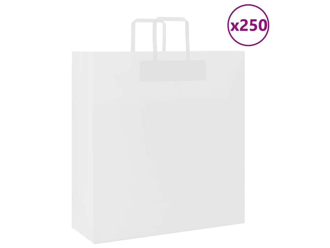Vidaxl Sacos De Papel 250 Unid Com Alças Branco 45x17x48 Cm