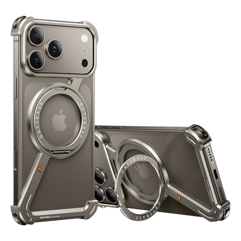 Capa Magnética Metálica Para Iphone 17 (titânio), Compatível Com Suporte Magsafe 360°