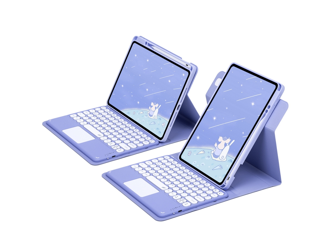 Capa Teclado Bluetooth Czhhmart Para Ipad Air 4/air 5 (10,9 Polegadas), Giratorio, Con Teclado De Tampa Redondo (rojo)