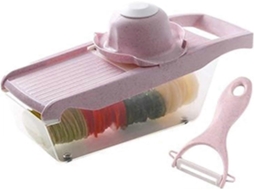 Fatiador de mandolina ajustável Slowmoose, fatiador de vegetais, utensílio de cozinha multifuncional 6 em 1 (rosa)