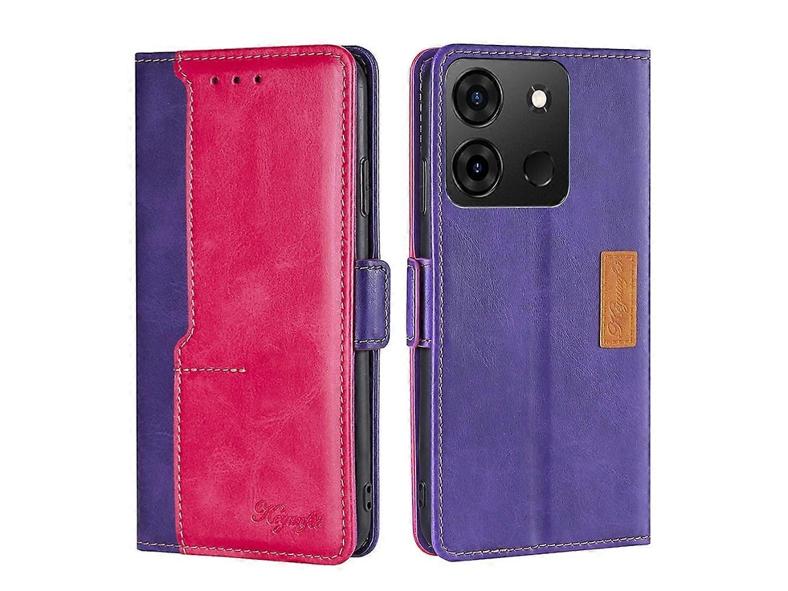 Capa De Couro Com Fivela Lateral Em Cores Contrastantes Para Infinix Smart 7