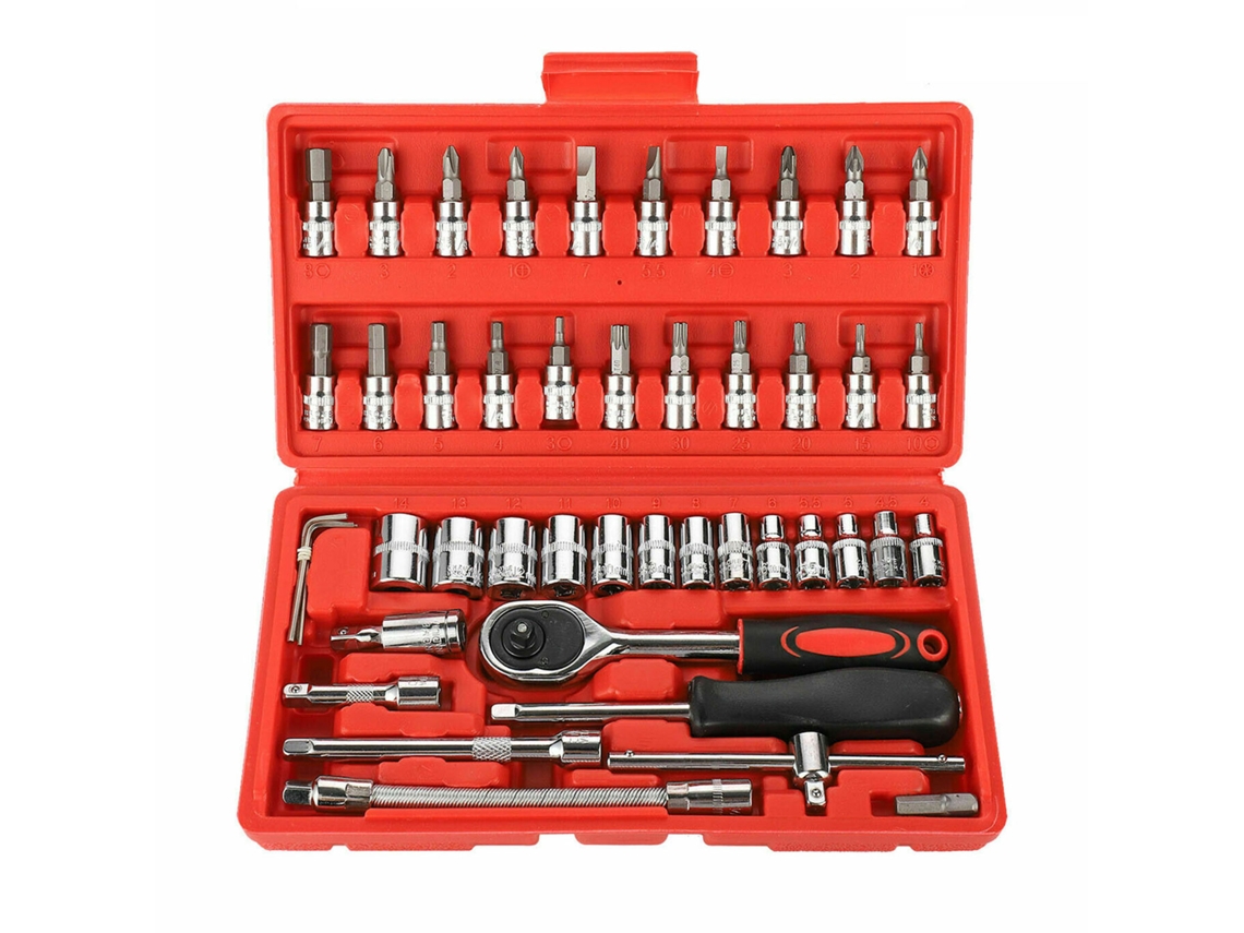 Conjunto de 46 Peças Chave de Boca com Catraca Soquete 1/4'' Drive | S/MARCA