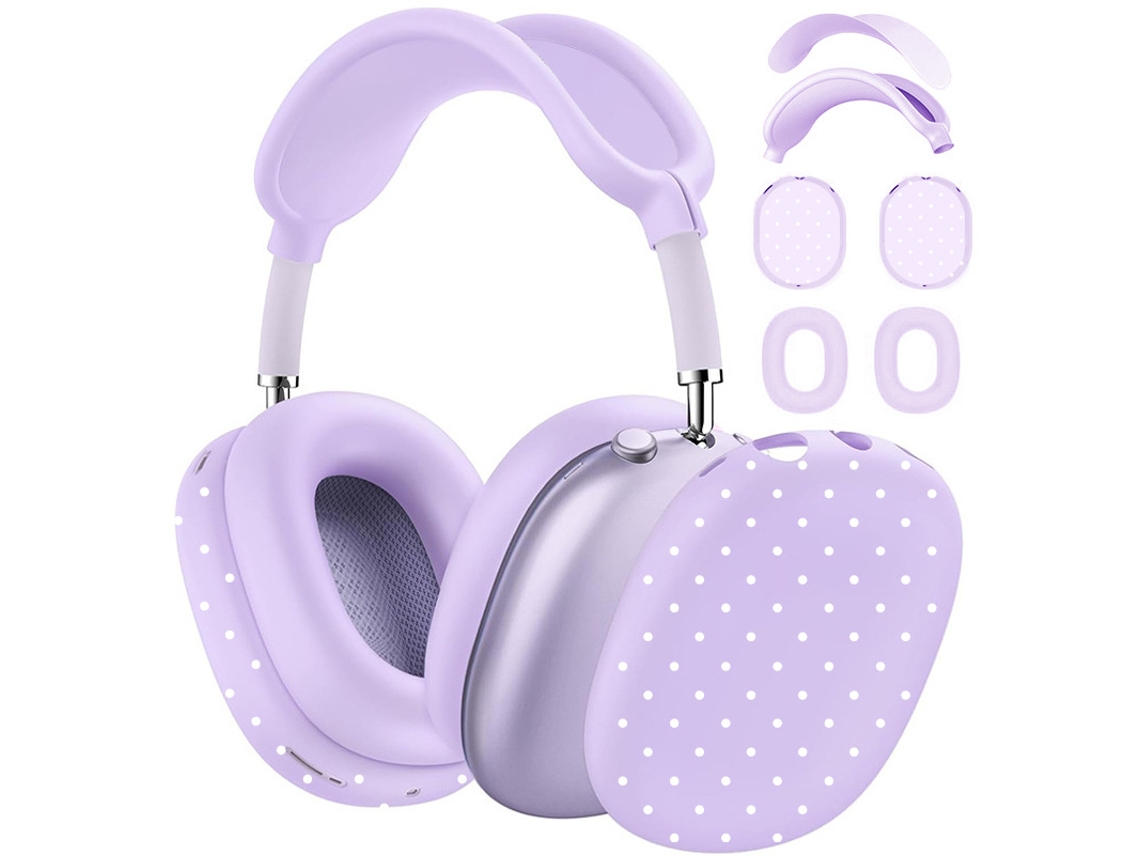 Capa de Silicone para Airpods Max, Estampado de Bolinhas Fofas, Resistente a Arranhõesroxoczhhmart
