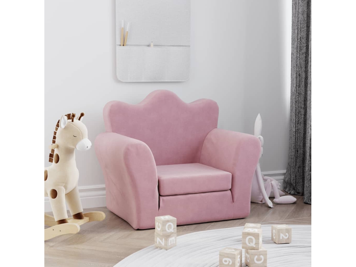 Sofá-cama infantil macio e macio rosa Wsd158831