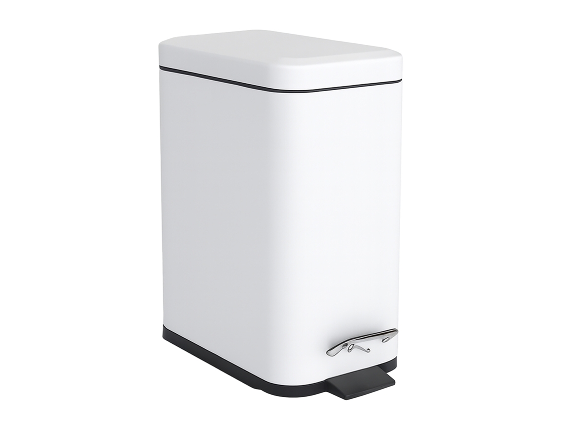 Relaxdays Caixote Do Lixo Para Casa De Banho, 5l, Caixote Para Cosméticos, Soft-close, Design Mate, Branco