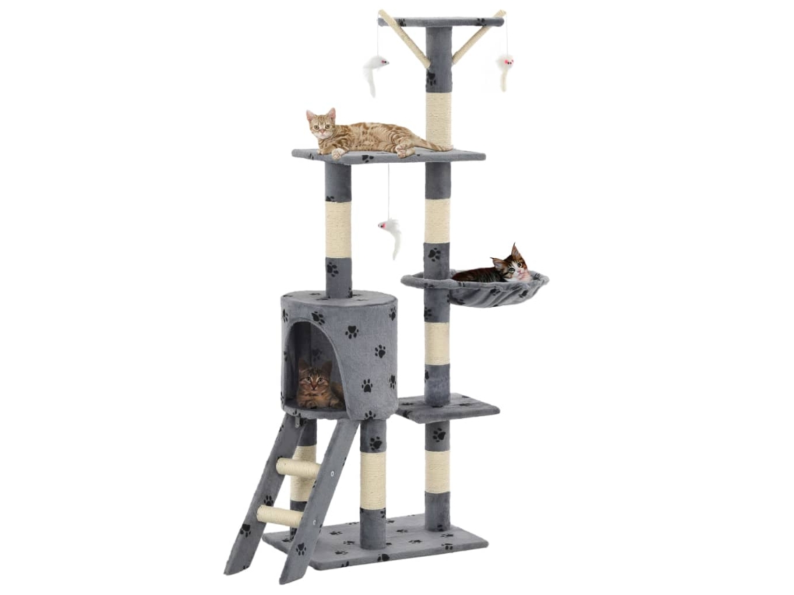 Vidaxl Árvore C/postes Arranhadores Sisal 138 Cm Cinzento